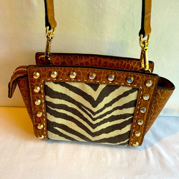 Michael Kors Small Zebra Print Canvas and Leather Crossbody Handbag! So cute! - Picture 5 of 12